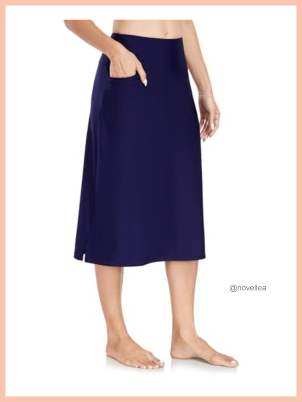 WOWENY Women's Midi Swim Skirt with Legging High Waisted Zipper Pockets